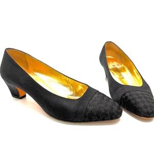 Auth Bottega Venetta Intreciatto Woven silk vintage Cap Toe Heel 90s  8